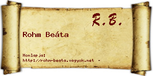 Rohm Beáta névjegykártya